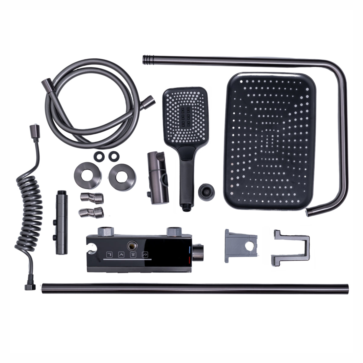 Coloana de dus, cu para fixa si para mobila, Naimeed D6139, 4 functii, otel inoxidabil, Gri