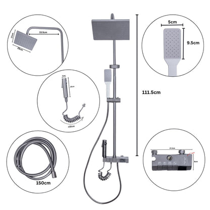 Coloana de dus, cu para fixa si para mobila, Naimeed D6142, 4 functii, otel inoxidabil, Gri