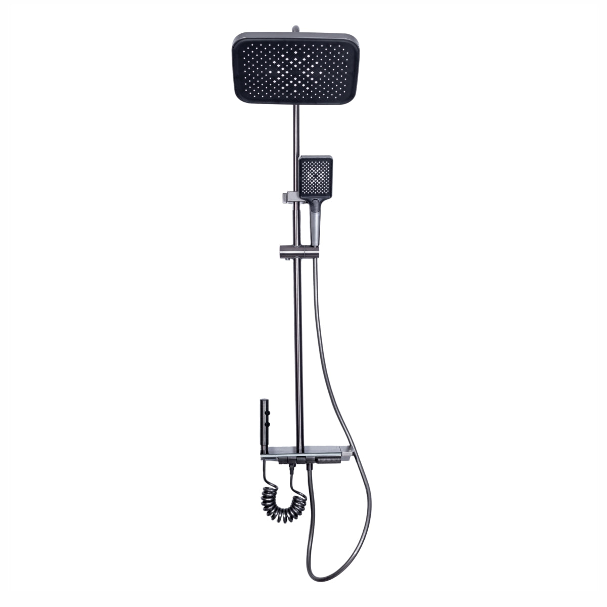 Coloana de dus, cu para fixa si para mobila, Naimeed D6145, 4 functii, otel inoxidabil, Gri