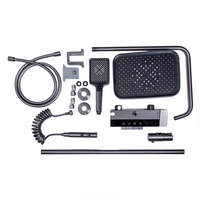Coloana de dus, cu para fixa si para mobila, Naimeed D6145, 4 functii, otel inoxidabil, Gri