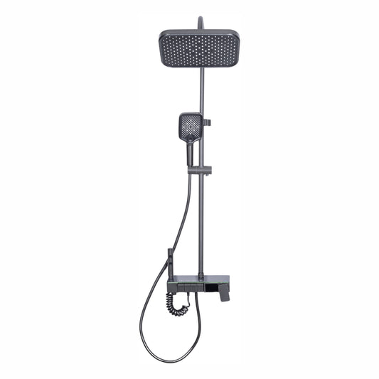 Coloana de dus, cu para fixa si para mobila, Naimeed D6147, 4 functii, otel inoxidabil, Gri