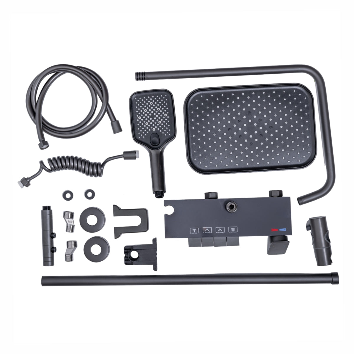 Coloana de dus, cu para fixa si para mobila, Naimeed D6147, 4 functii, otel inoxidabil, Gri