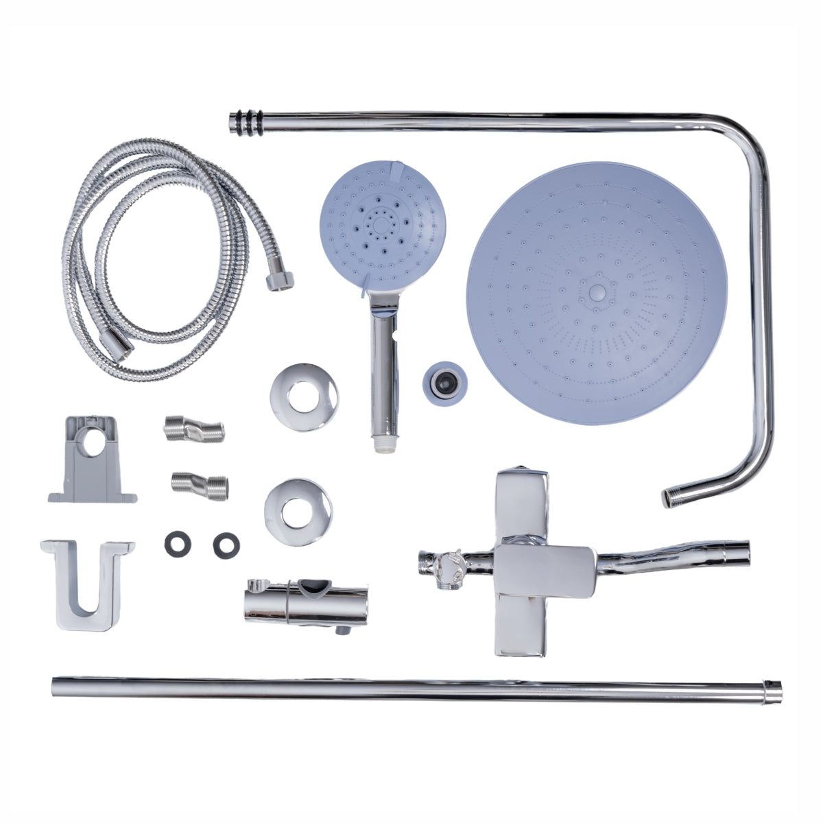 Coloana de dus, cu para fixa si para mobila, Naimeed D6151, 3 functii, otel inoxidabil, Argintiu