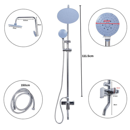Coloana de dus, cu para fixa si para mobila, Naimeed D6151, 3 functii, otel inoxidabil, Argintiu