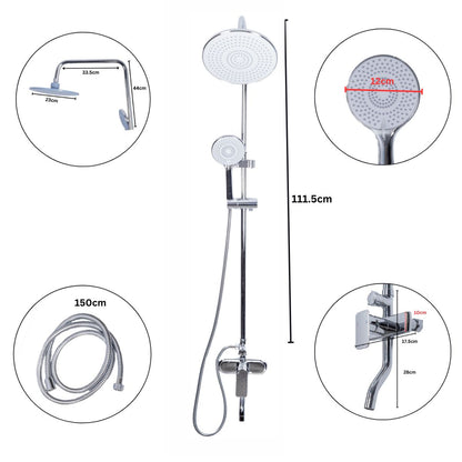 Coloana de dus, cu para fixa si para mobila, Naimeed D6152, 3 functii, otel inoxidabil, Argintiu