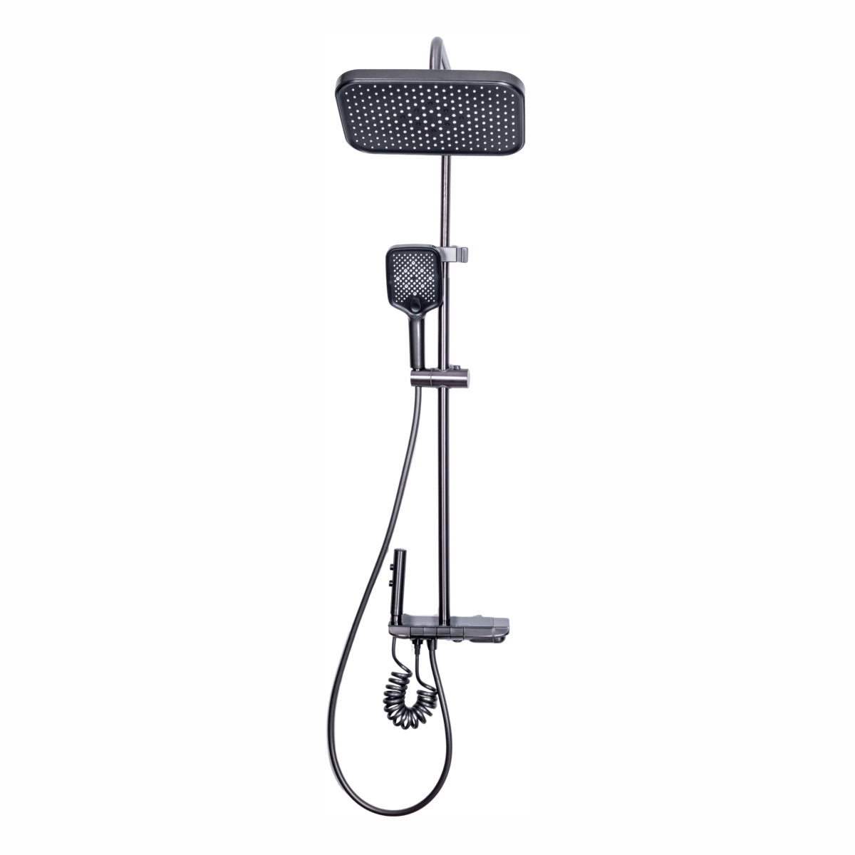 Coloana de dus, cu para fixa si para mobila, Naimeed D6156, 4 functii, otel inoxidabil, Gri