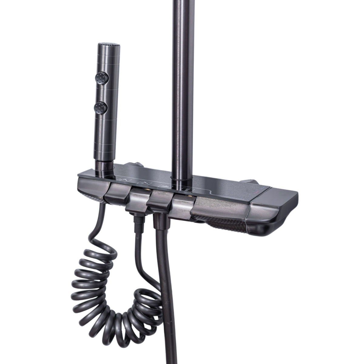 Coloana de dus, cu para fixa si para mobila, Naimeed D6156, 4 functii, otel inoxidabil, Gri
