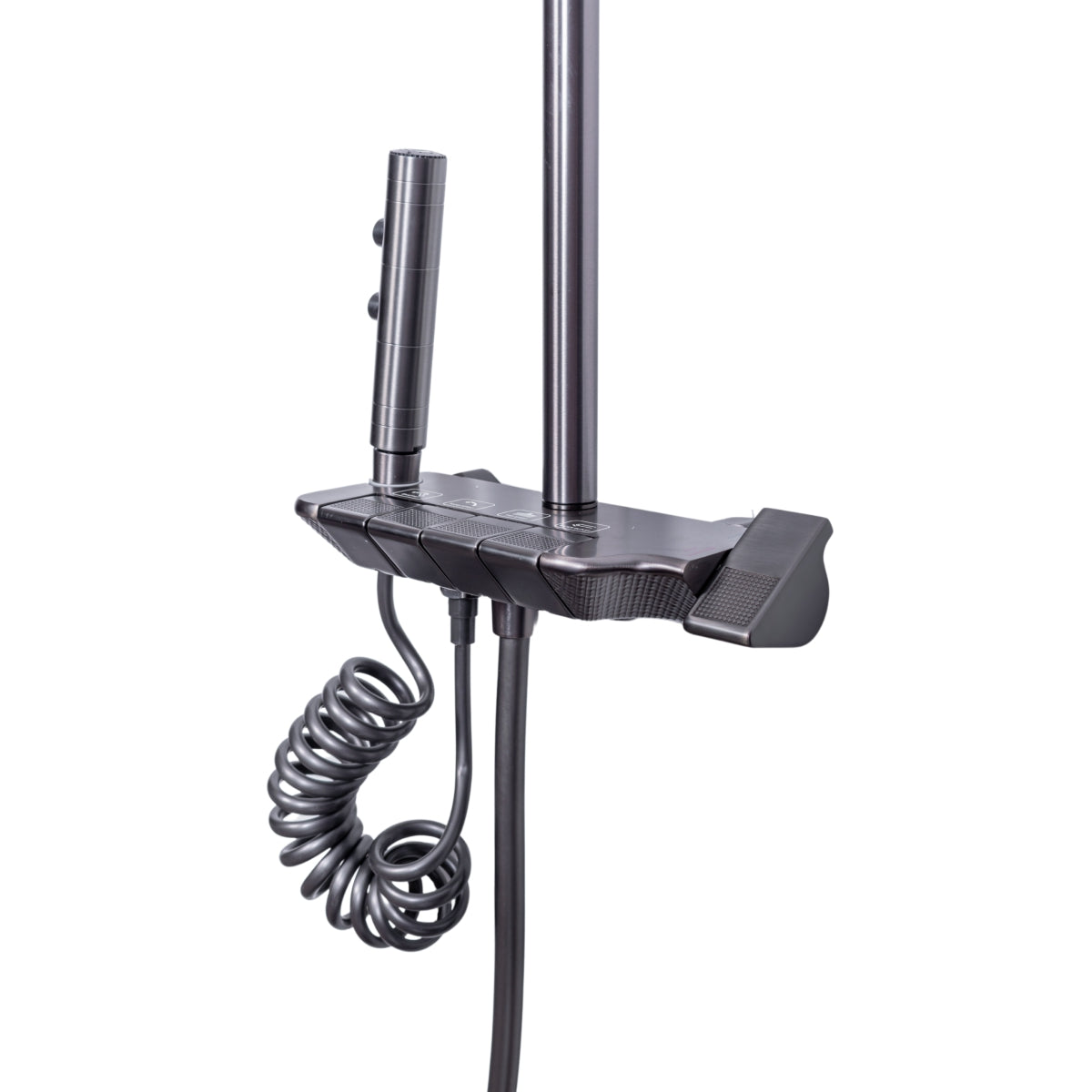 Coloana de dus, cu para fixa si para mobila, Naimeed D6157, 4 functii, otel inoxidabil, Gri