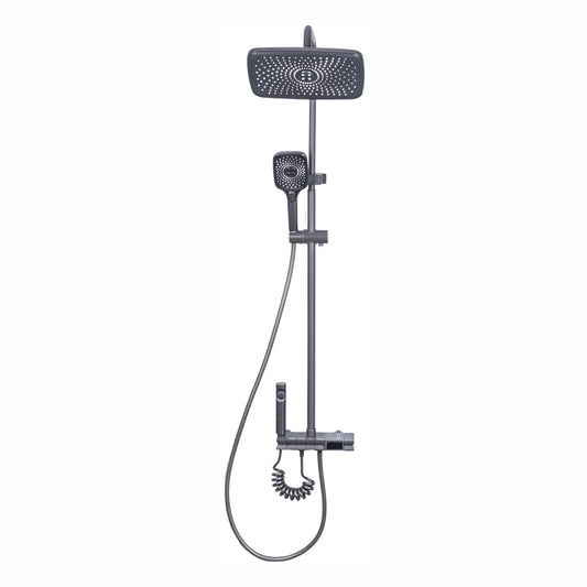 Coloana de dus, cu para fixa si para mobila, Naimeed D6160, 4 functii, otel inoxidabil, Gri