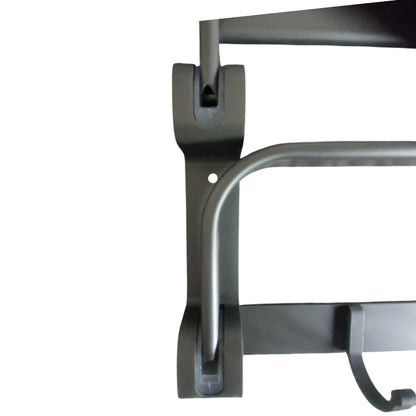 Suport multifunctional, tip etajera, cu 5 carlige, din aluminiu, Naimeed D6162, Gri