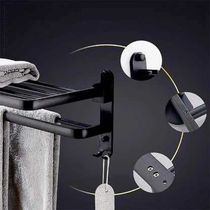 Suport  multifunctional din aluminiu cu raft si carlige integrate, Naimeed D6163, Gri
