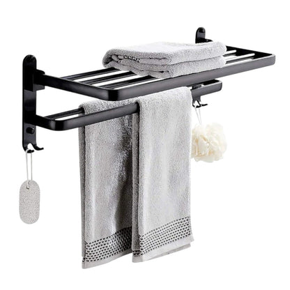 Suport  multifunctional din aluminiu cu raft si carlige integrate, Naimeed D6163, Gri