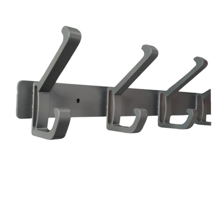 Cuier de perete modern cu 6 carlige duble, aluminiu, Naimeed D6168, Gri