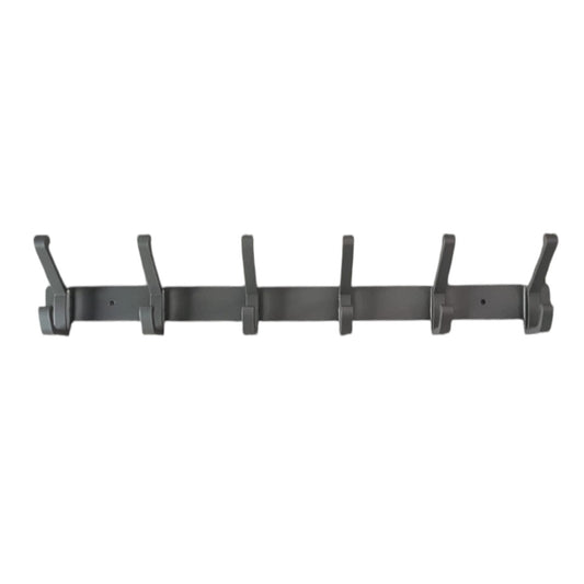 Cuier de perete modern cu 6 carlige duble, aluminiu, Naimeed D6168, Gri