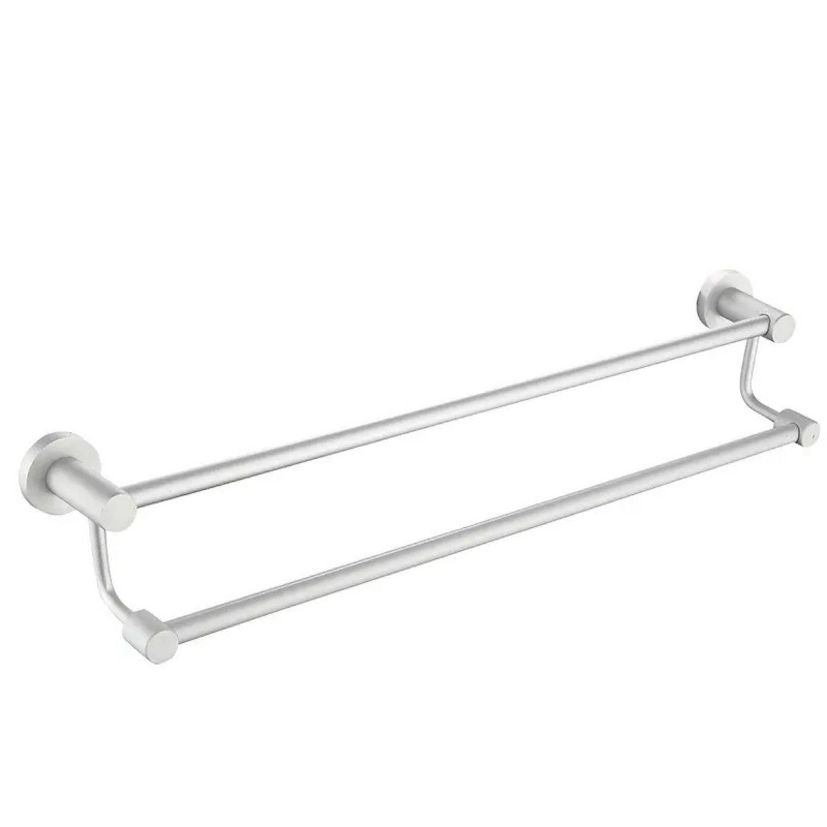Suport dublu pentru prosoape, aluminiu, 60x12cm, Naimeed D6169, Argintiu