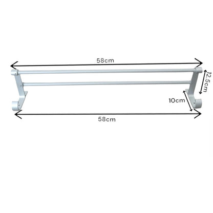 Suport dublu pentru prosoape, aluminiu, 58x12.5cm, Naimeed D6170, Argintiu