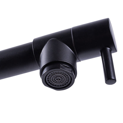 Baterie chiuveta de bucatarie, rotire 360°, multifunctionala, cu design modern si furtun flexibil, Naimeed D6180, Negru