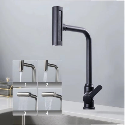 Baterie chiuveta de bucatarie, rotire 360°, multifunctionala, cu design modern, Naimeed D6181, Gri