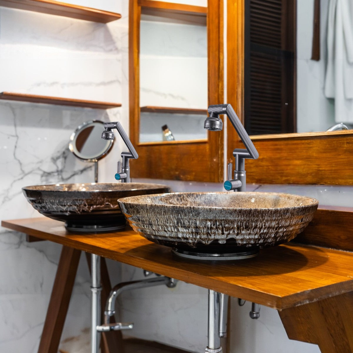 Baterie chiuveta pentru o singura alimentare cu apa, (cald sau rece), rotire 360°, multifunctionala, cu design modern, Naimeed D6186, Gri