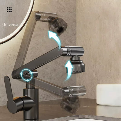 Baterie chiuveta pentru o singura alimentare cu apa, (cald sau rece), rotire 360°, multifunctionala, cu design modern, Naimeed D6186, Gri