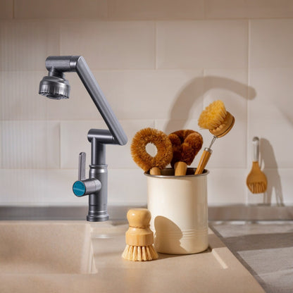 Baterie chiuveta pentru o singura alimentare cu apa, (cald sau rece), rotire 360°, multifunctionala, cu design modern, Naimeed D6186, Gri