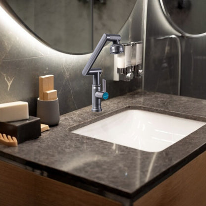 Baterie chiuveta pentru o singura alimentare cu apa, (cald sau rece), rotire 360°, multifunctionala, cu design modern, Naimeed D6186, Gri