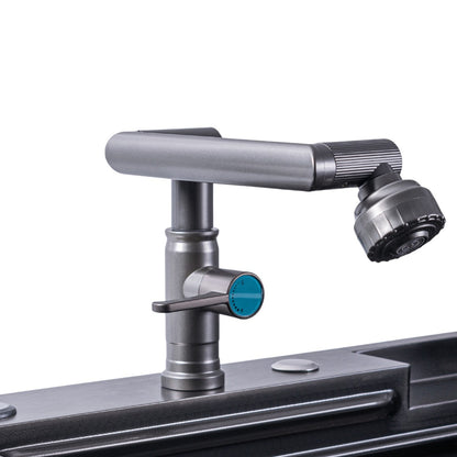 Baterie chiuveta pentru o singura alimentare cu apa, (cald sau rece), rotire 360°, multifunctionala, cu design modern, Naimeed D6186, Gri