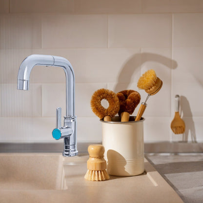 Baterie chiuveta pentru o singura alimentare cu apa, (cald sau rece), rotire 360°, Naimeed D6187, Argintiu