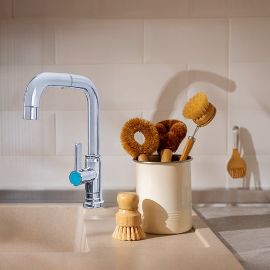 Baterie chiuveta pentru o singura alimentare cu apa, (cald sau rece), rotire 360°, Naimeed D6187, Argintiu