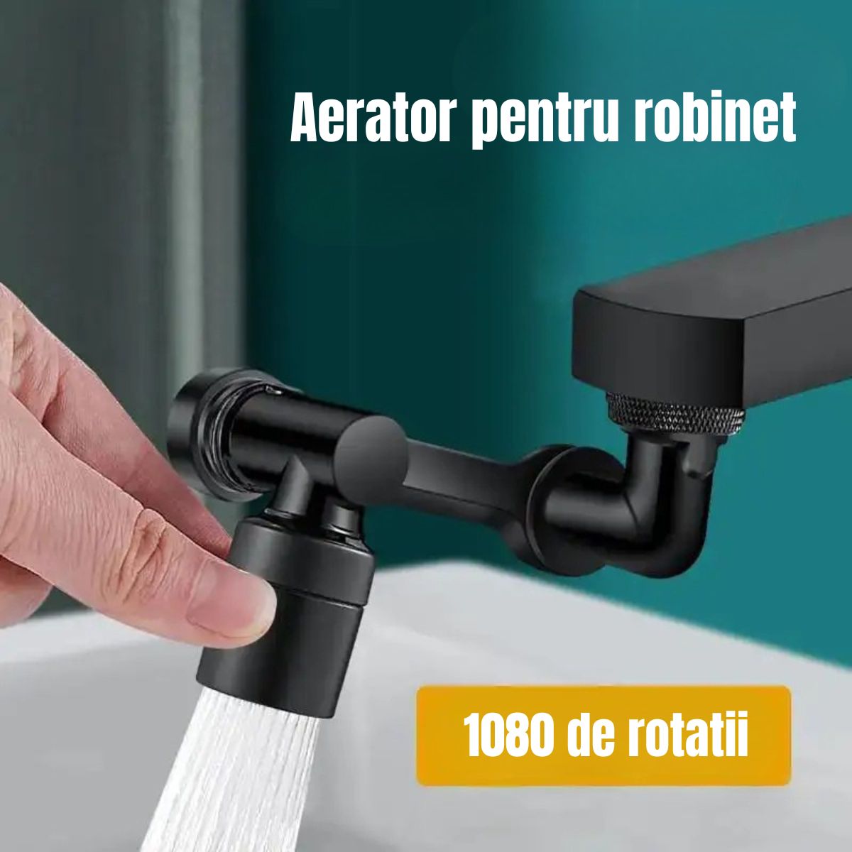 Extensie pivotanta pentru robinet, 2 moduri de pulverizare, Naimeed D6193, Negru