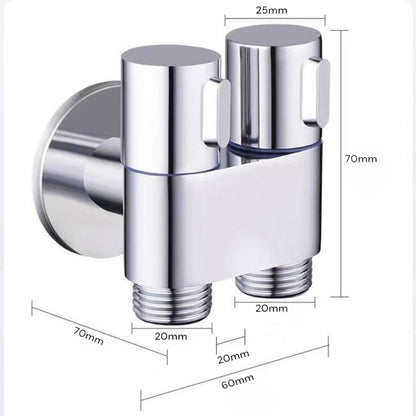 Robinet distribuitor dublu, 2 iesiri cu comutatoare independente, filet 1/2", Naimeed D6195, Argintiu