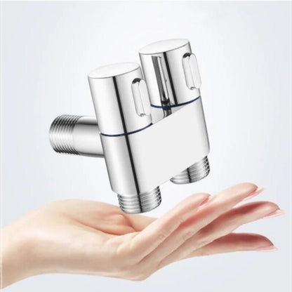 Robinet distribuitor dublu, 2 iesiri cu comutatoare independente, filet 1/2", Naimeed D6195, Argintiu