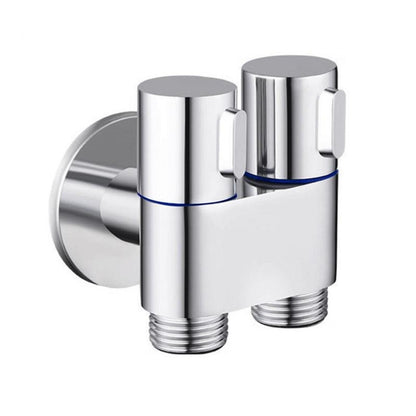 Robinet distribuitor dublu, 2 iesiri cu comutatoare independente, filet 1/2", Naimeed D6195, Argintiu