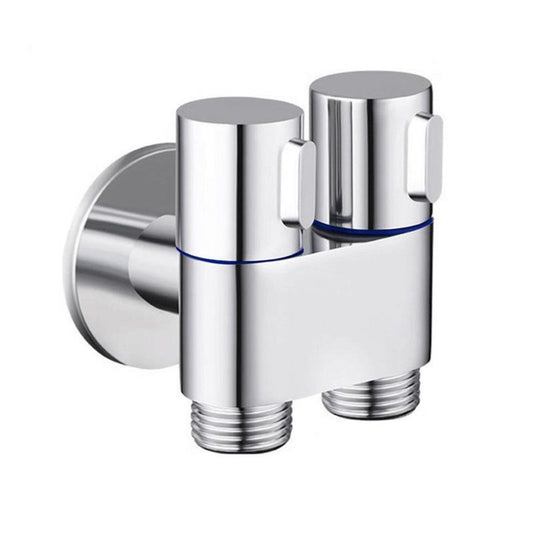 Robinet distribuitor dublu, 2 iesiri cu comutatoare independente, filet 1/2", Naimeed D6195, Argintiu