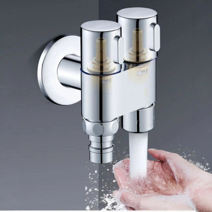 Robinet distribuitor dublu, 2 iesiri cu comutatoare independente, filet 1/2", Naimeed D6195, Argintiu
