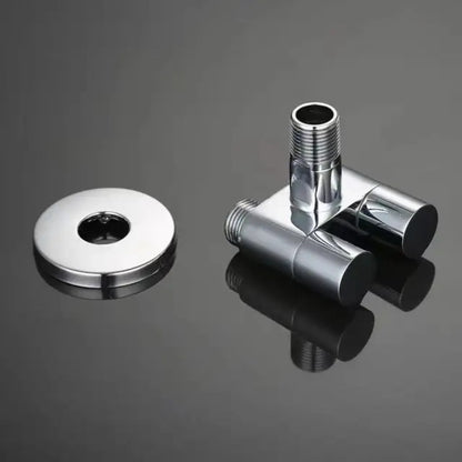 Robinet distribuitor dublu, 2 iesiri cu comutatoare independente, filet 1/2", Naimeed D6195, Argintiu