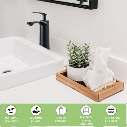 Baterie pentru baie cu design modern, Naimeed D6200, Negru mat