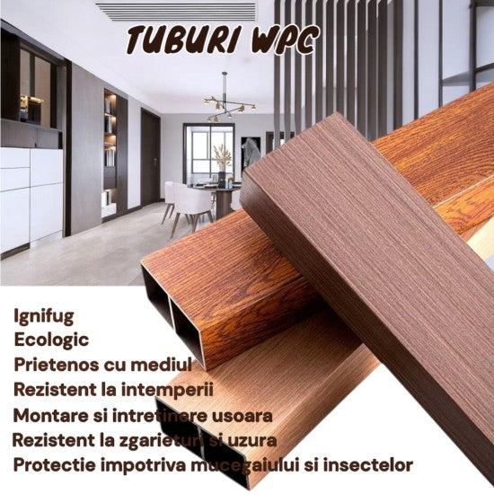 Set 5 profile Rectangular Decorativ Ranforsat WPC, Naimeed D6213, 260x10x5cm, Negru