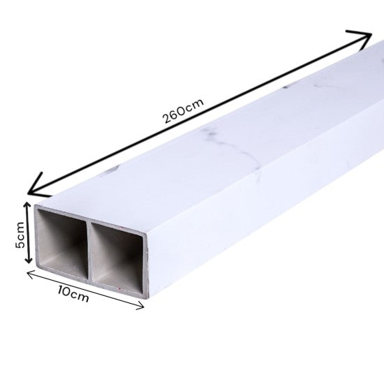 Set 5 profile Rectangular Decorativ Ranforsat WPC, Naimeed D6210, 260x10x5cm, Alb marmura