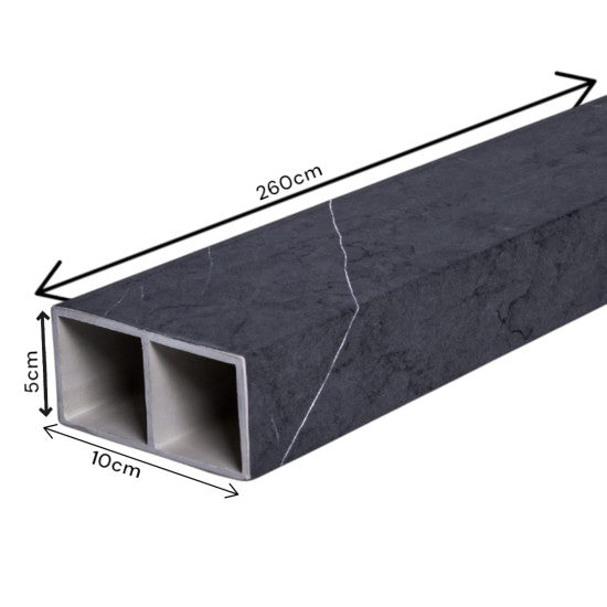 Set 5 profile Rectangular Decorativ Ranforsat WPC, Naimeed D6212, 260x10x5cm, Gri marmura