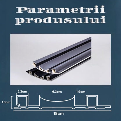 Set 5 panouri decorative, riflaj WPC, Naimeed D6227, 260x18x1.8cm, Negru