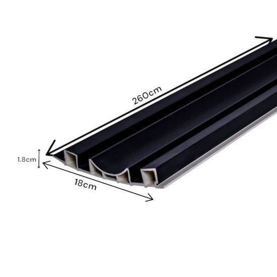 Set 5 panouri decorative, riflaj WPC, Naimeed D6227, 260x18x1.8cm, Negru