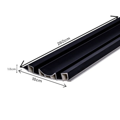 Set 5 panouri decorative, riflaj WPC, Naimeed D6227, 260x18x1.8cm, Negru