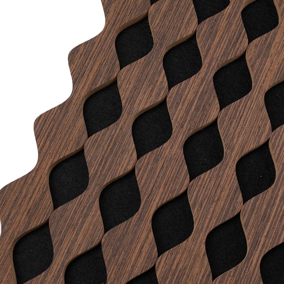 Set 3 Panouri riflaj acustic decorativ, MDF si pasla, Naimeed D6232, 240x30x1.8cm, Nuc