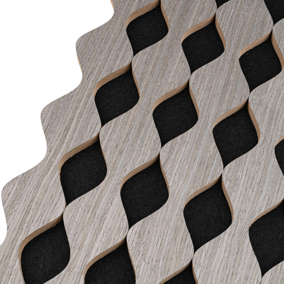 Set 3 Panouri riflaj acustic decorativ, MDF si pasla, Naimeed D6234, 240x30x1.8cm, Gri