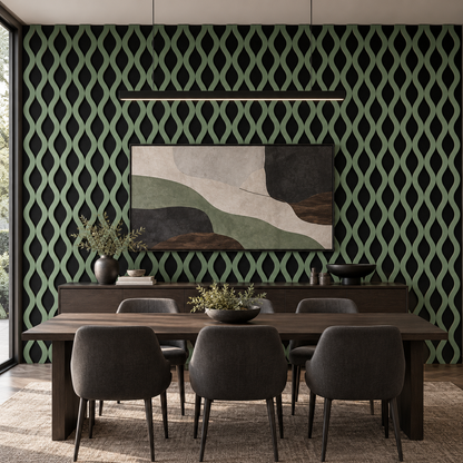 Panou riflaj acustic decorativ, MDF si pasla, Naimeed D6240, 240x30x1.8cm, Verde