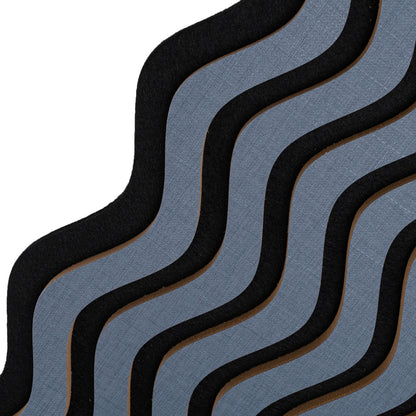 Set 3 Panouri riflaj acustic decorativ, MDF si pasla, Naimeed D6246, 240x30x1.8cm, Gri Inchis