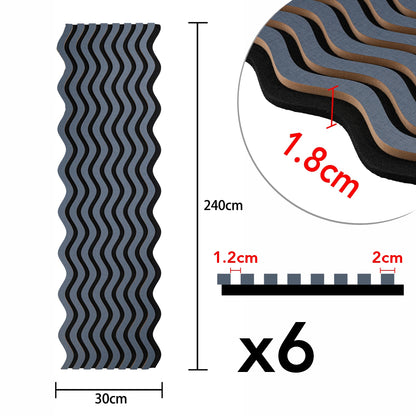 Panou riflaj acustic decorativ, MDF si pasla, Naimeed D6246, 240x30x1.8cm, Gri Inchis