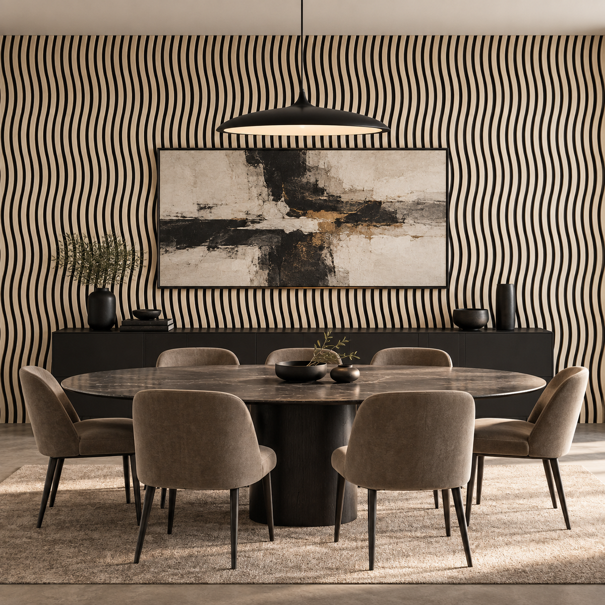 Panou riflaj acustic decorativ, MDF si pasla, Naimeed D6247, 240x30x1.8cm, Gri