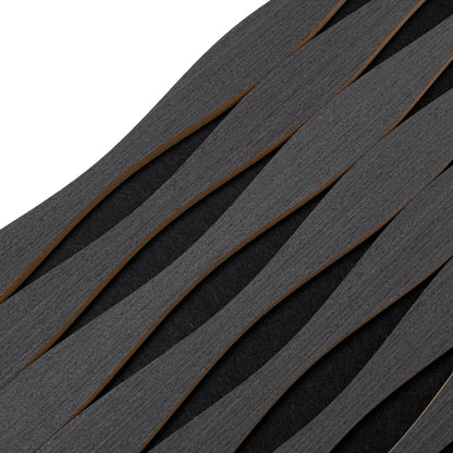 Set 3 Panouri riflaj acustic decorativ, MDF si pasla, Naimeed D6251, 240x30x1.8cm, Stejar Negru